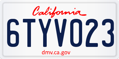 CA license plate 6TYV023