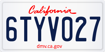 CA license plate 6TYV027
