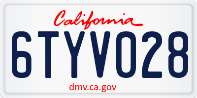 CA license plate 6TYV028