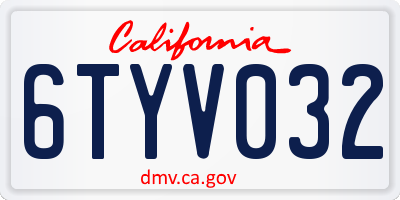 CA license plate 6TYV032