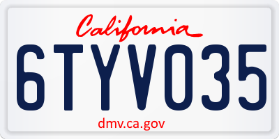 CA license plate 6TYV035