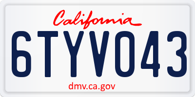 CA license plate 6TYV043