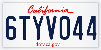 CA license plate 6TYV044