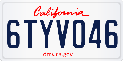 CA license plate 6TYV046