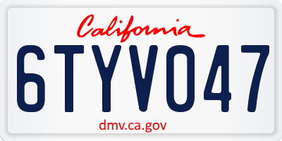 CA license plate 6TYV047
