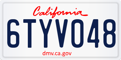 CA license plate 6TYV048
