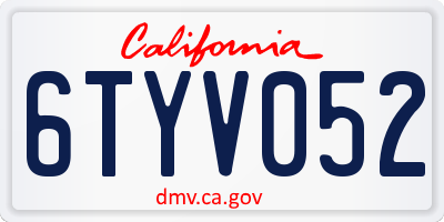 CA license plate 6TYV052
