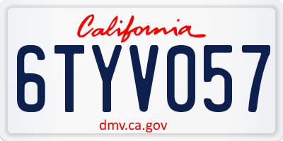 CA license plate 6TYV057