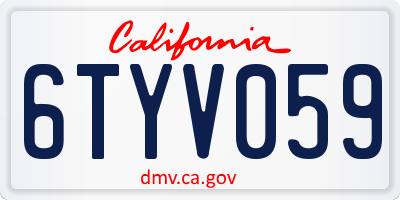 CA license plate 6TYV059