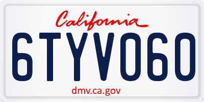 CA license plate 6TYV060