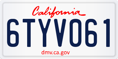 CA license plate 6TYV061
