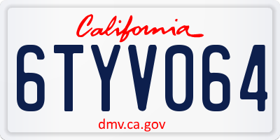 CA license plate 6TYV064