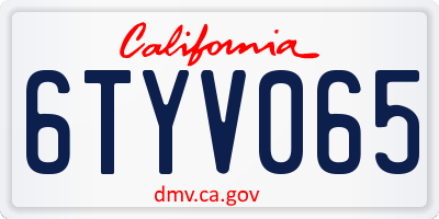 CA license plate 6TYV065