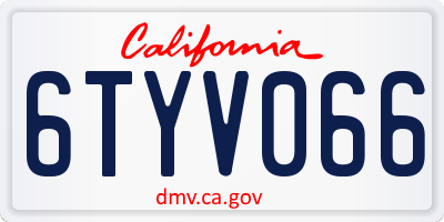 CA license plate 6TYV066