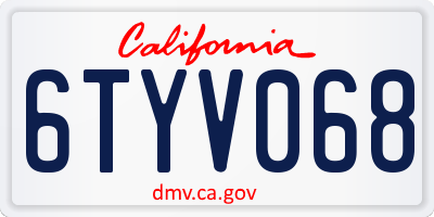 CA license plate 6TYV068