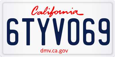 CA license plate 6TYV069