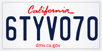 CA license plate 6TYV070