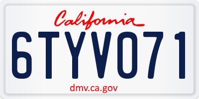 CA license plate 6TYV071