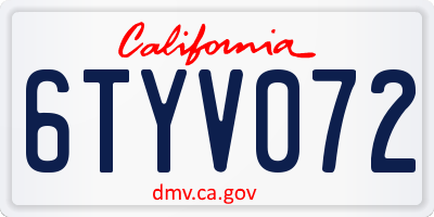 CA license plate 6TYV072