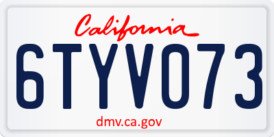 CA license plate 6TYV073