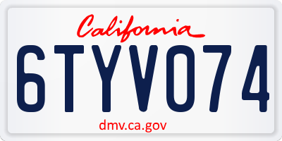 CA license plate 6TYV074