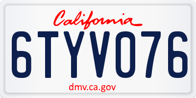CA license plate 6TYV076