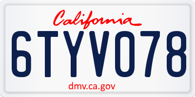 CA license plate 6TYV078