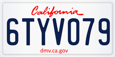 CA license plate 6TYV079