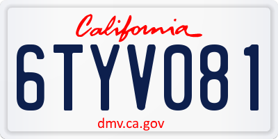 CA license plate 6TYV081