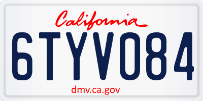 CA license plate 6TYV084