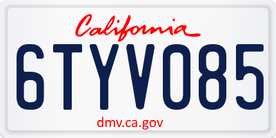 CA license plate 6TYV085