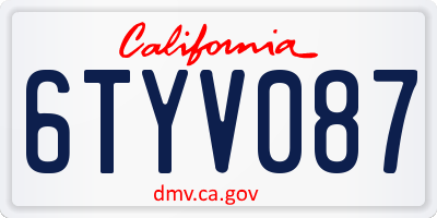 CA license plate 6TYV087