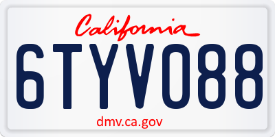 CA license plate 6TYV088