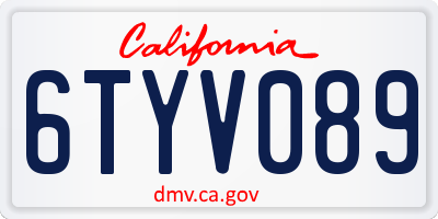 CA license plate 6TYV089