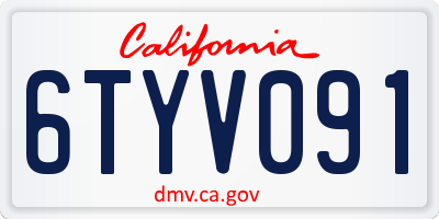 CA license plate 6TYV091