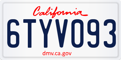 CA license plate 6TYV093