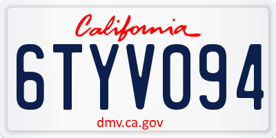 CA license plate 6TYV094