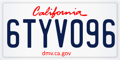 CA license plate 6TYV096