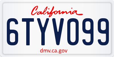 CA license plate 6TYV099