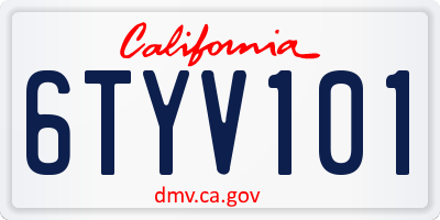 CA license plate 6TYV101