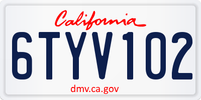 CA license plate 6TYV102