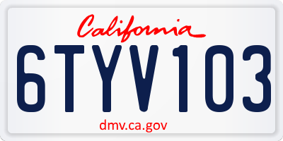CA license plate 6TYV103