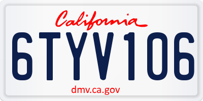 CA license plate 6TYV106