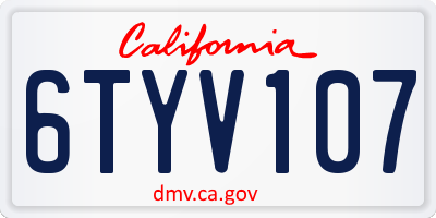 CA license plate 6TYV107