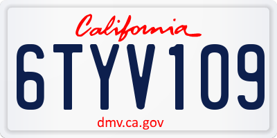CA license plate 6TYV109
