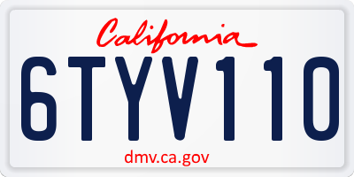 CA license plate 6TYV110