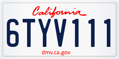 CA license plate 6TYV111