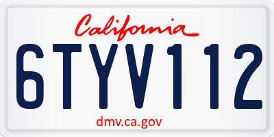 CA license plate 6TYV112