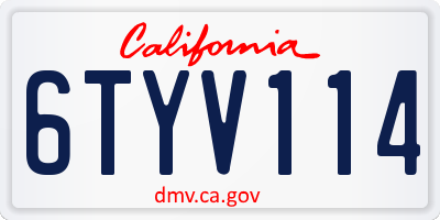 CA license plate 6TYV114