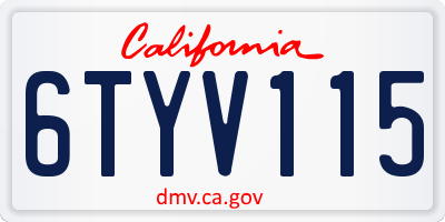 CA license plate 6TYV115